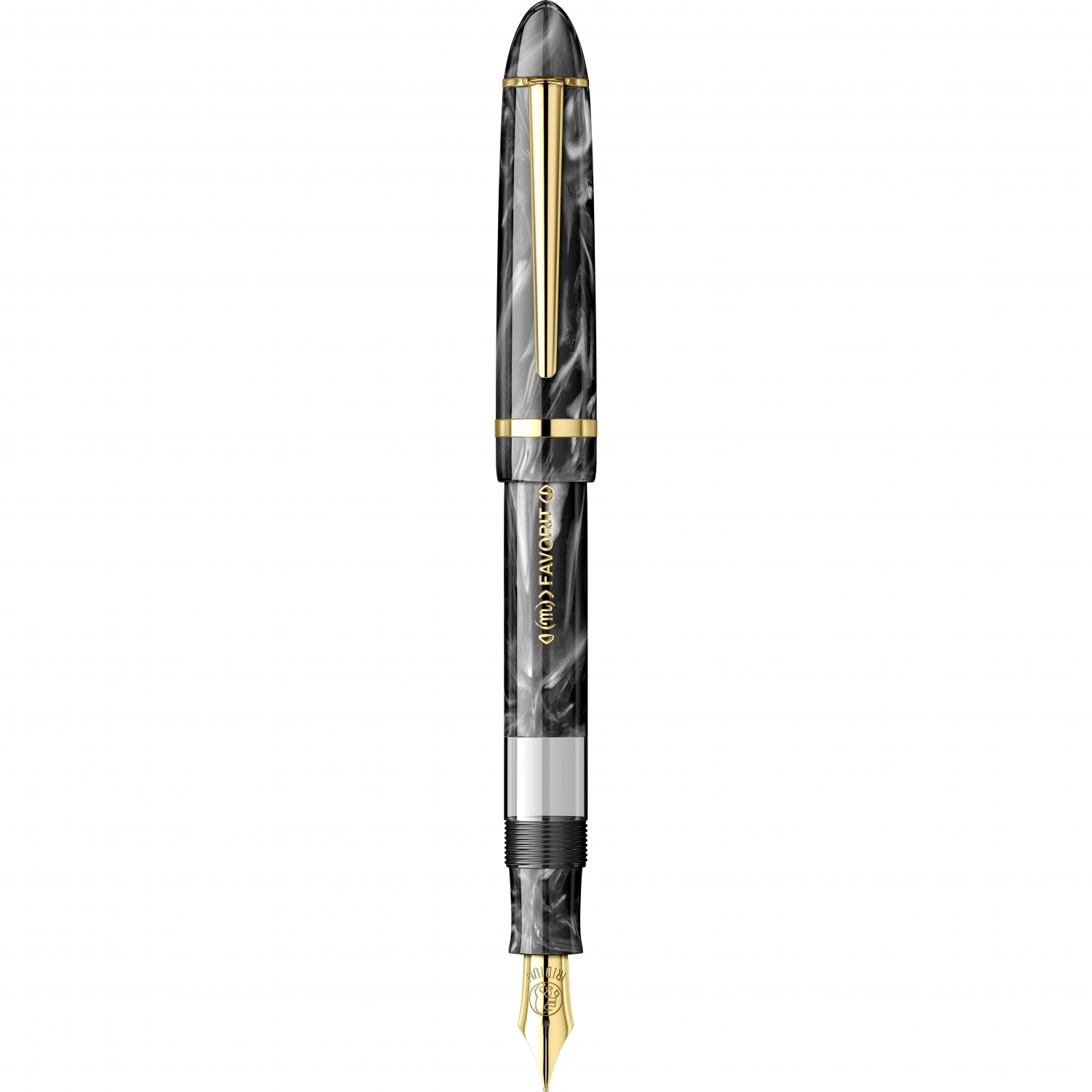 Imagine Produs Stilou DN Favorit Marble Black - Gold Trim - Steel Nib GP Bock Ursus