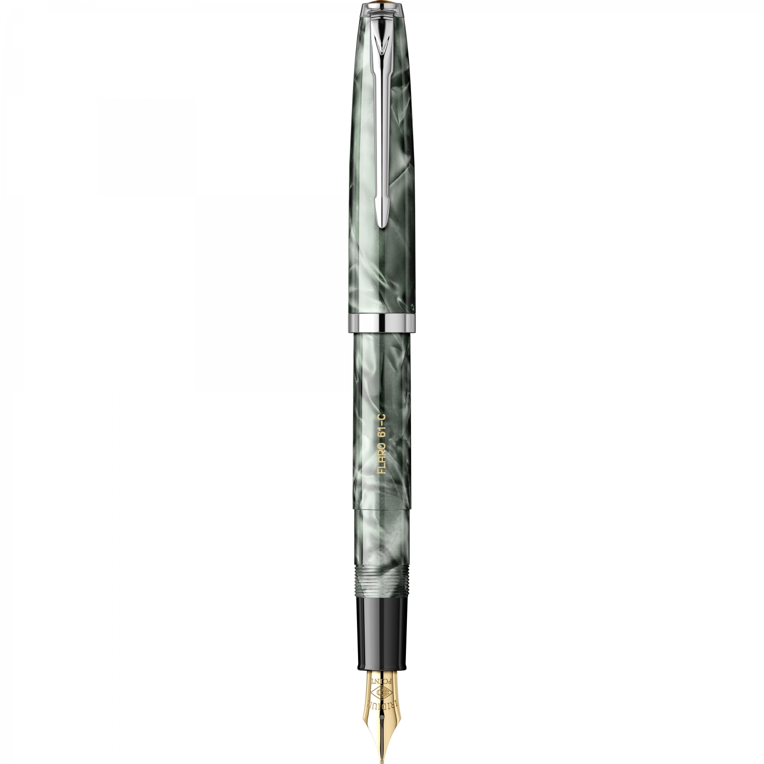 Imagine Produs Stilou Flaro 61 C Marble Green - Chrome Trim - Steel Nib GP Degussa