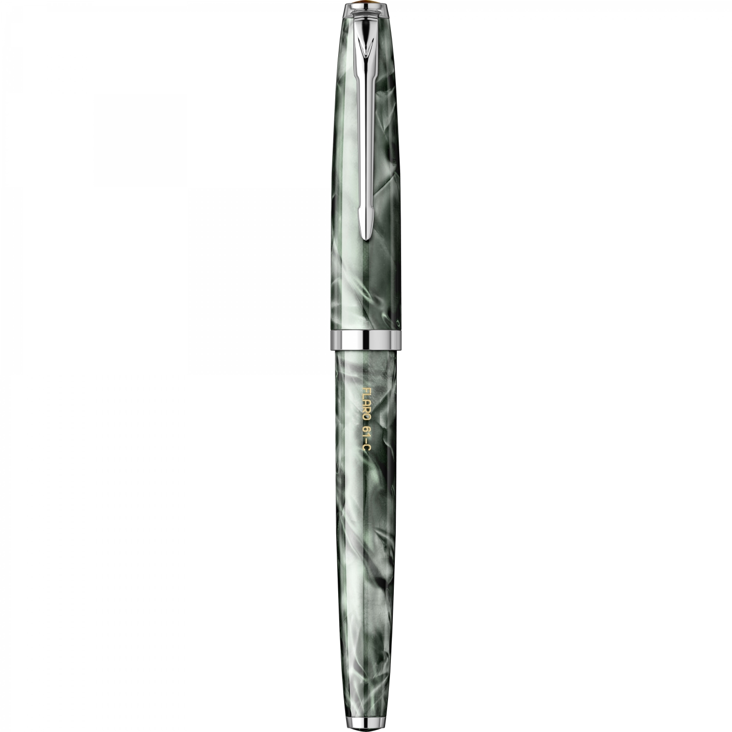 Imagine Produs Stilou Flaro 61 C Marble Green - Chrome Trim - Steel Nib GP Degussa