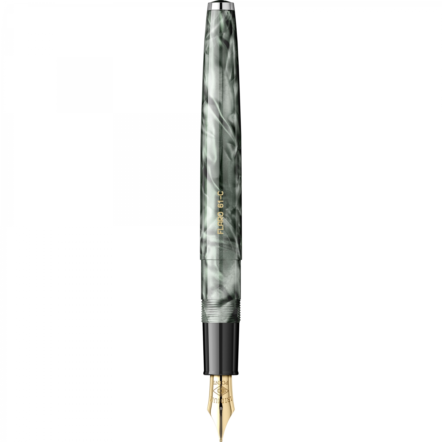 Imagine Produs Stilou Flaro 61 C Marble Green - Chrome Trim - Steel Nib GP Degussa