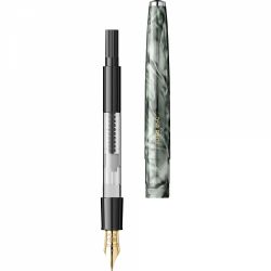 Stilou Flaro 61 C Marble Green - Chrome Trim - Steel Nib GP Degussa