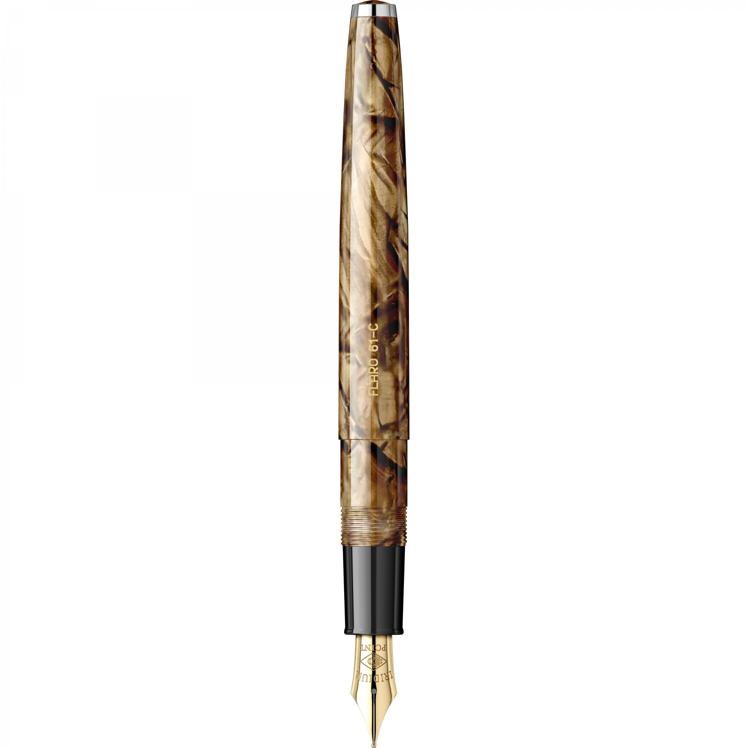 Imagine Produs Stilou Flaro 61 C Marble Brown - Chrome Trim - Steel Nib GP Degussa