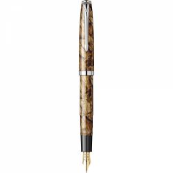 Stilou Flaro 61 C Marble Brown - Chrome Trim - Steel Nib GP Degussa