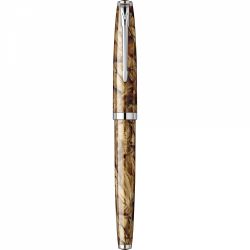 Stilou Flaro 61 C Marble Brown - Chrome Trim - Steel Nib GP Degussa