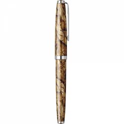 Stilou Flaro 61 C Marble Brown - Chrome Trim - Steel Nib GP Degussa