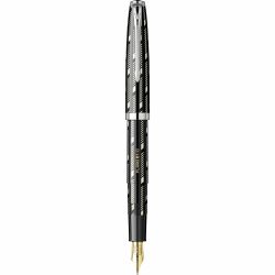 Geometric Black - Chrome Trim - Steel Nib GP Flaro 51 FK