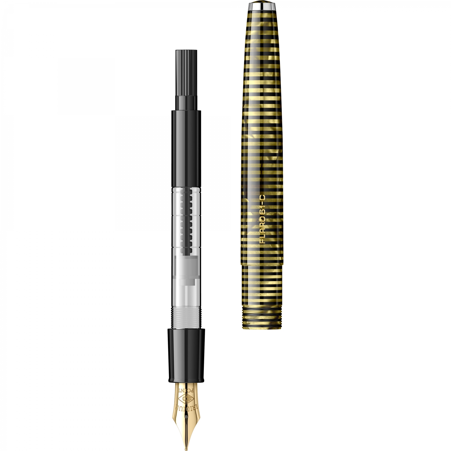 Imagine Produs Stilou Flaro 61 C Latitude Large Gold - Chrome Trim - Steel Nib GP Degussa