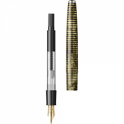 Stilou Flaro 61 C Latitude Large Gold - Chrome Trim - Steel Nib GP Degussa