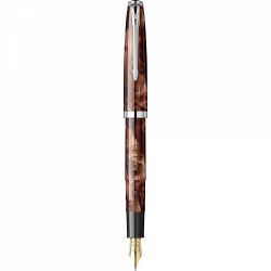 Stilou Flaro 61 C Stripe Fine Brown - Chrome Trim - Steel Nib GP Degussa