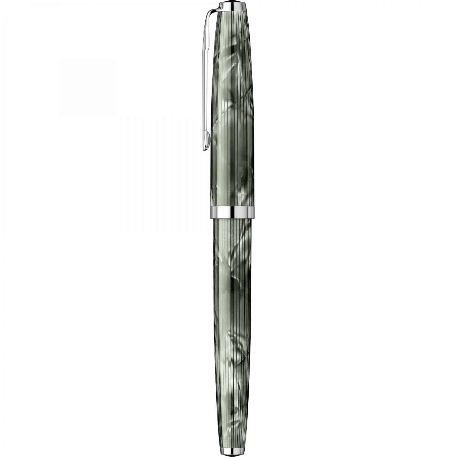 Imagine Produs Stilou Flaro 61 C Stripe Fine Verdigris - Chrome Trim - Steel Nib GP Degussa