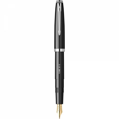 Stilou Flaro 61 S Black - Chrome Trim - Steel Nib GP Bock Ursus