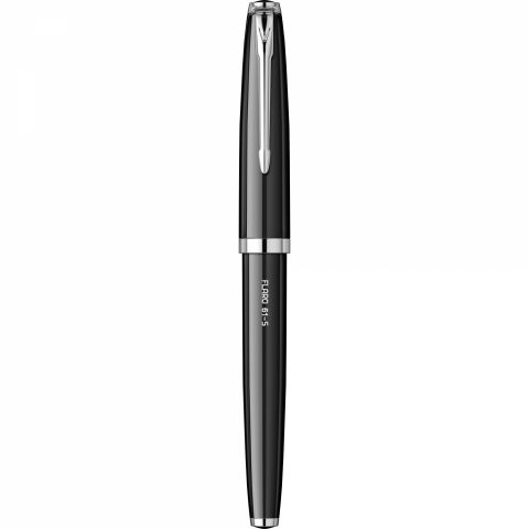 Stilou Flaro 61 S Black - Chrome Trim - Steel Nib GP Bock Ursus