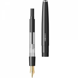 Stilou Flaro 61 S Black - Chrome Trim - Steel Nib GP Bock Ursus
