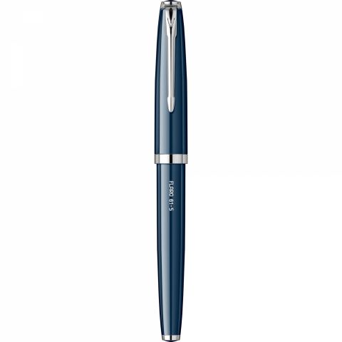 Stilou Flaro 61 S Blue Navy - Black Grip - Chrome Trim - Steel Nib Flaro 51 FK