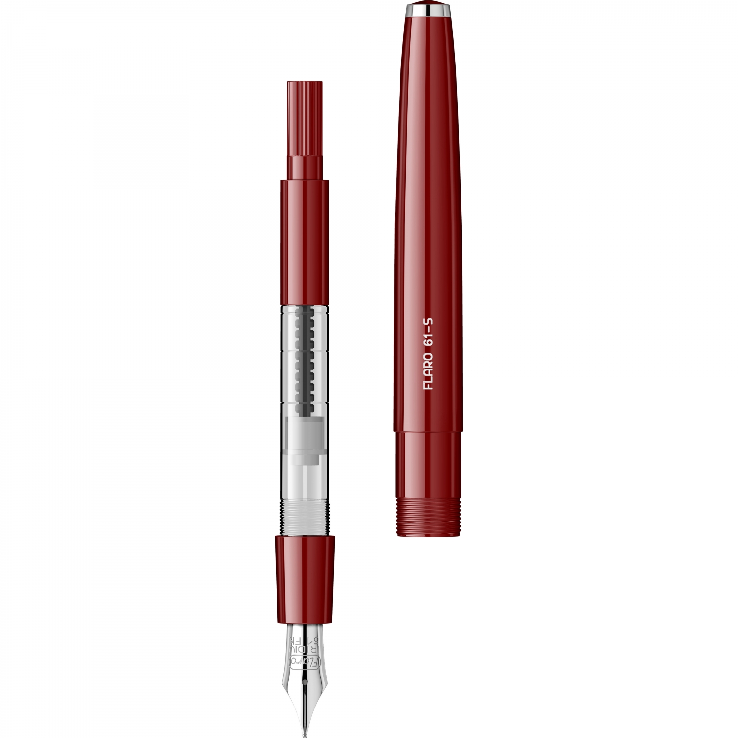 Imagine Produs Stilou Flaro 61 S Burgundy - Chrome Trim - Steel Nib Flaro 51 FK