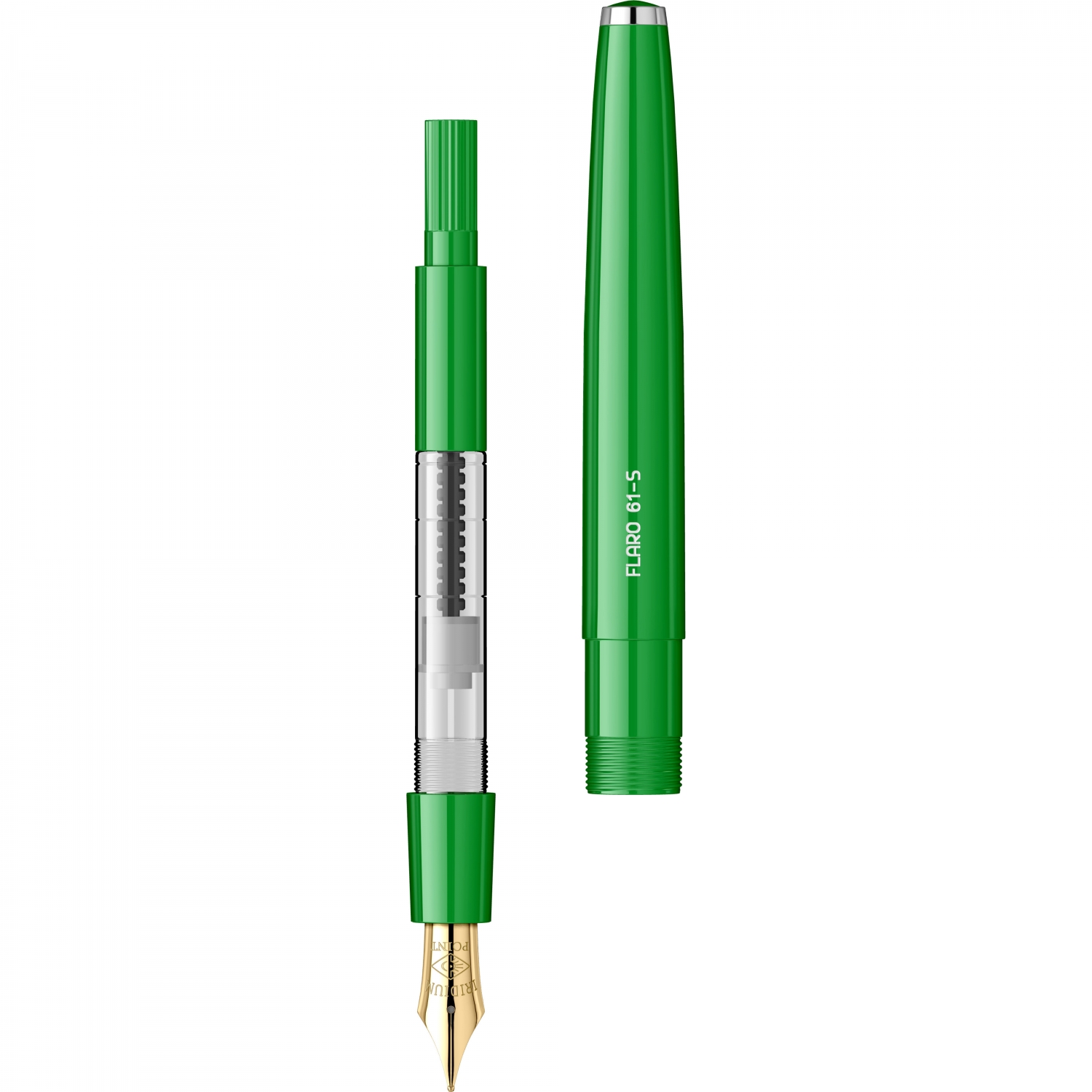 Imagine Produs Stilou Flaro 61 S Green - Chrome Trim - Steel Nib GP Degussa