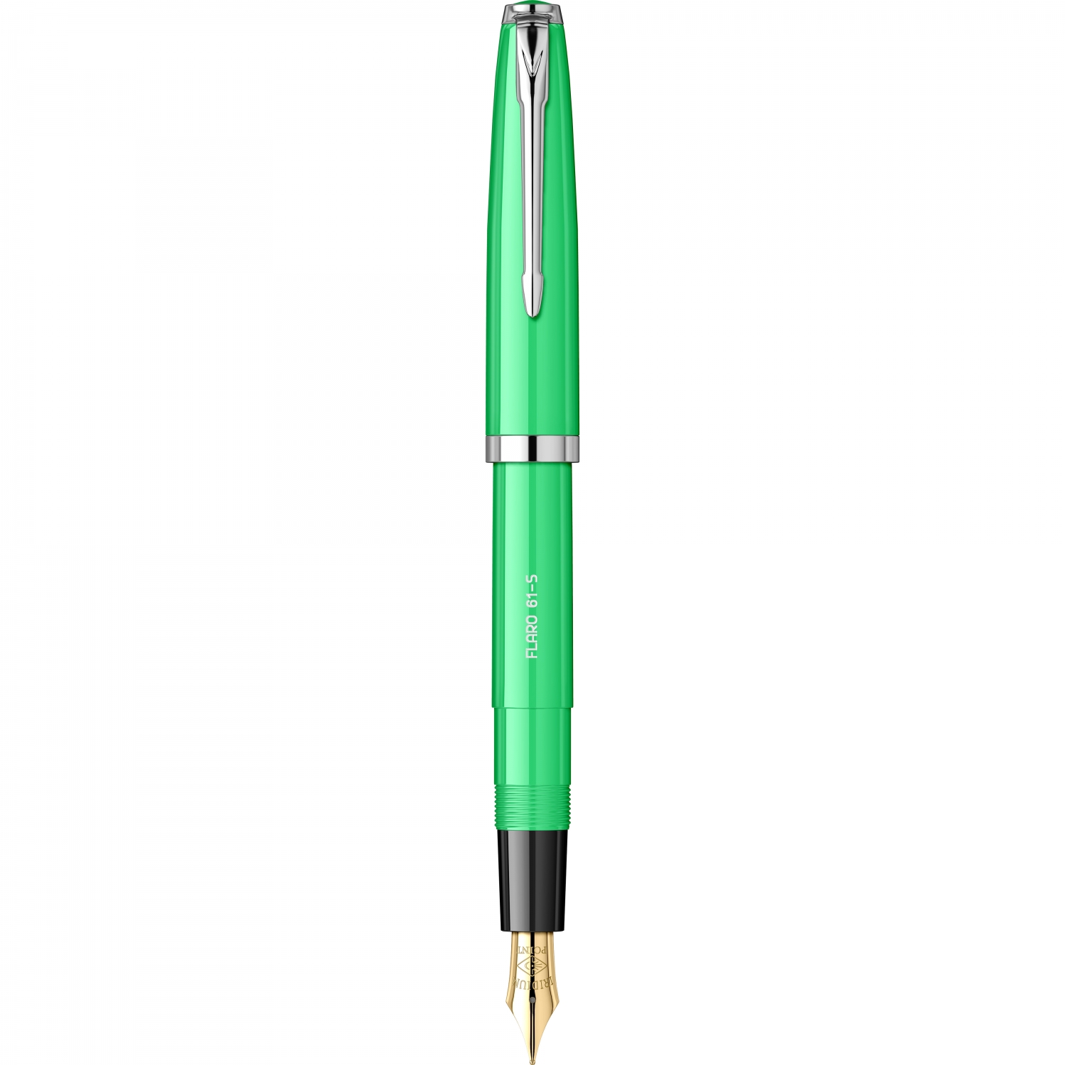Imagine Produs Stilou Flaro 61 S Lime - Black Grip - Chrome Trim - Steel Nib GP Degussa