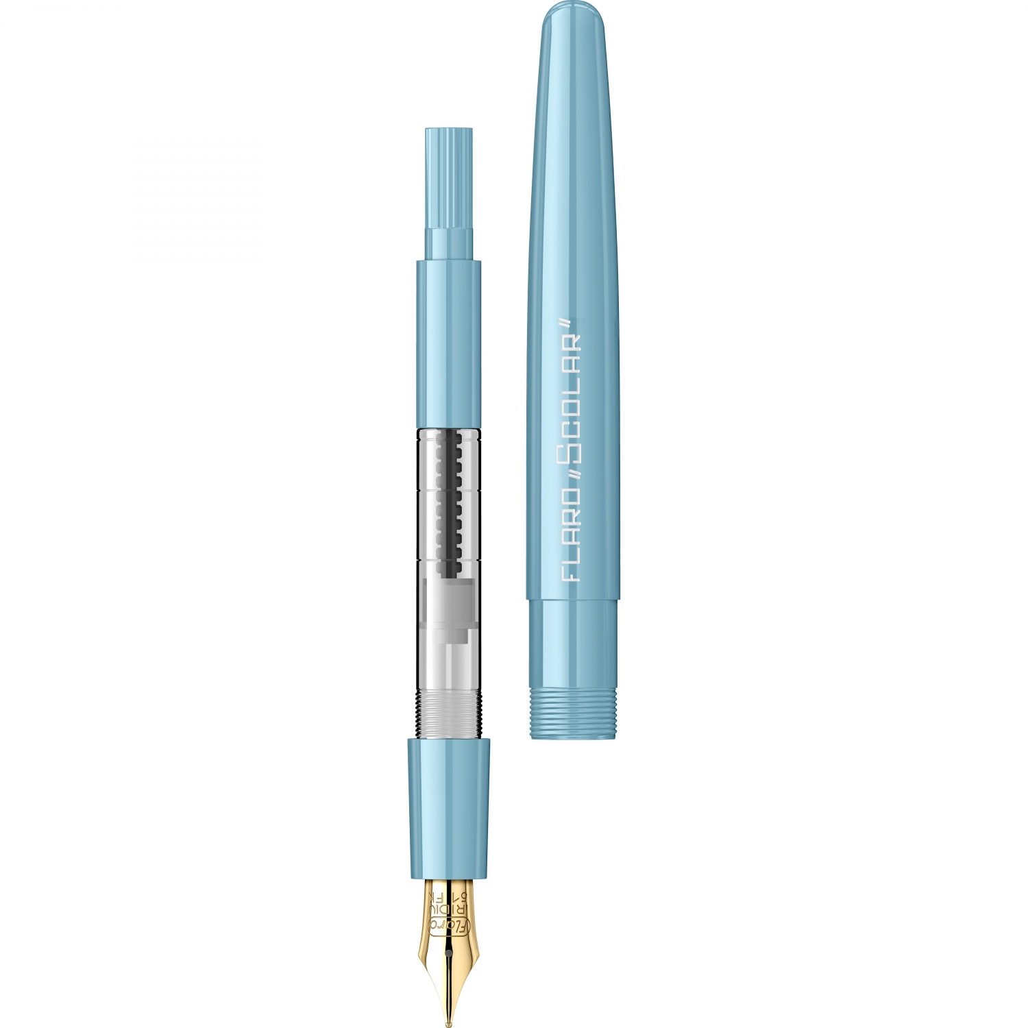 Imagine Produs Stilou Flaro Scolar Blue Cyan - Chrome Trim - Steel Nib GP Flaro 51 FK