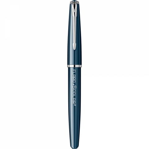 Stilou Flaro Scolar Blue Navy - Black Grip - Chrome Trim - Steel Nib GP Flaro 51 FK
