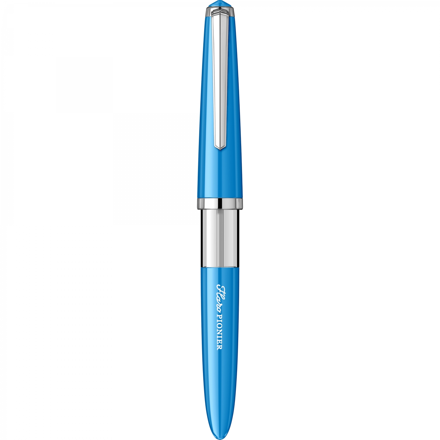 Imagine Produs Stilou Flaro Pionier Blue Cyan - Chrome Trim - Steel Nib GP Flaro 41 F
