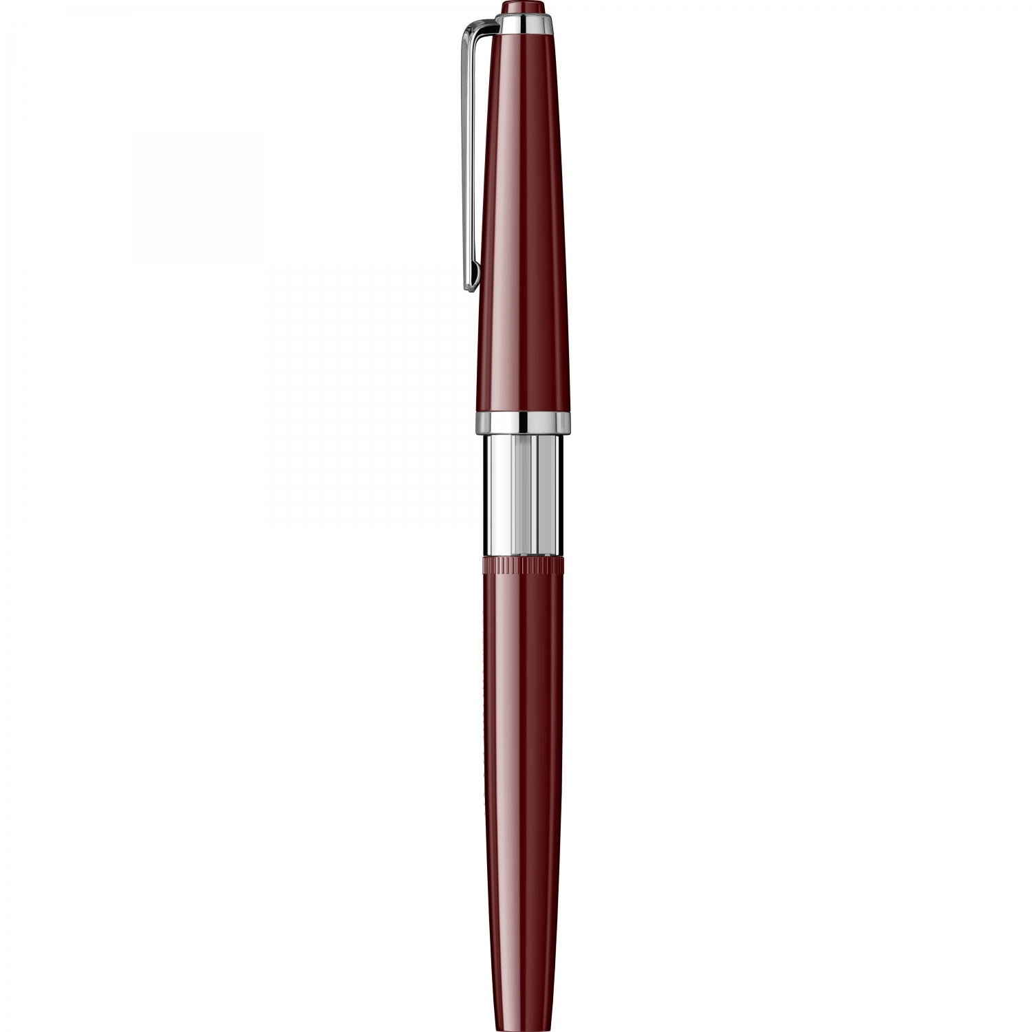 Imagine Produs Stilou Flaro Pionier 70 Burgundy - Chrome Trim - Steel Nib GP Flaro 41 F