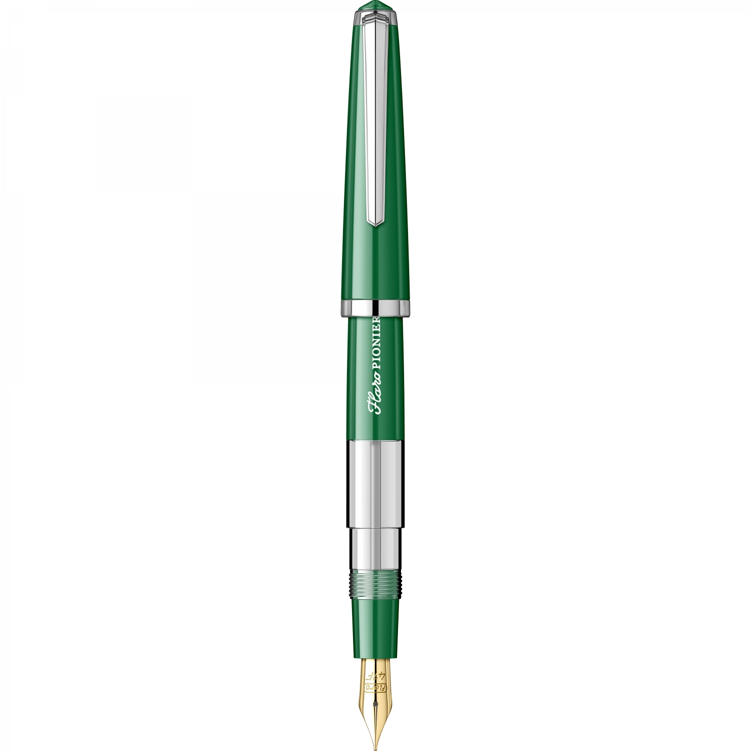 Imagine Produs Stilou Flaro Pionier Green - Chrome Trim - Steel Nib GP Flaro 41 F