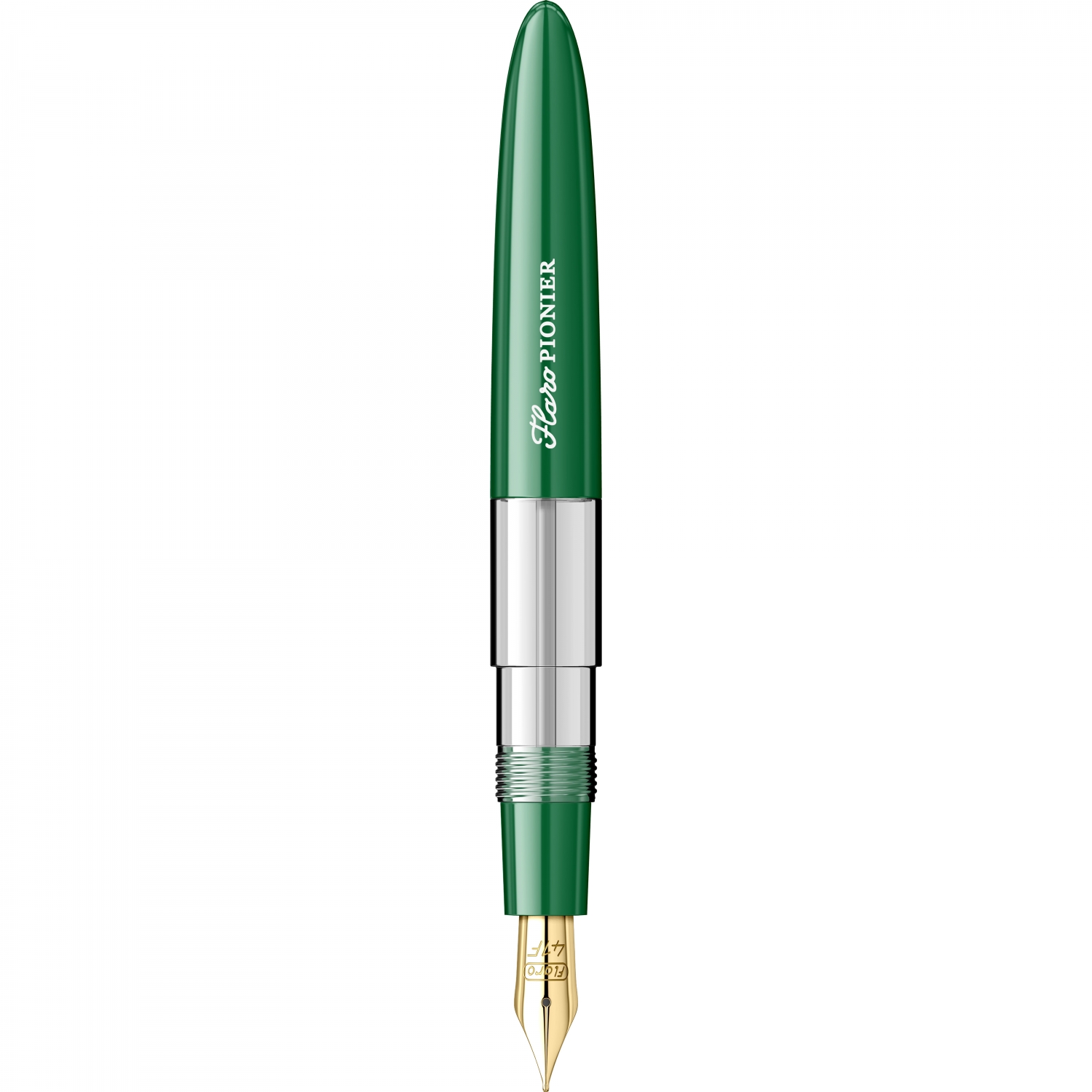 Imagine Produs Stilou Flaro Pionier Green - Chrome Trim - Steel Nib GP Flaro 41 F