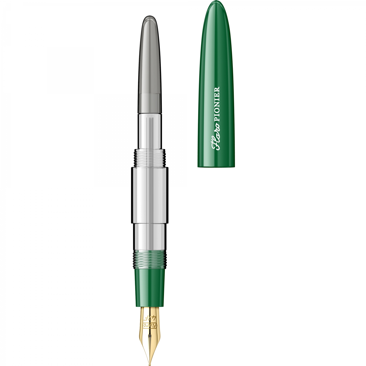 Imagine Produs Stilou Flaro Pionier Green - Chrome Trim - Steel Nib GP Flaro 41 F