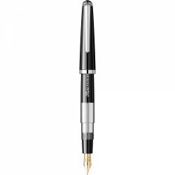 Stilou Flaro Pionier Black - Chrome Trim - Steel Nib GP Flaro 41 F