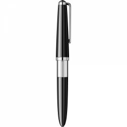 Stilou Flaro Pionier Black - Chrome Trim - Steel Nib GP Flaro 41 F