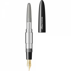 Stilou Flaro Pionier Black - Chrome Trim - Steel Nib GP Flaro 41 F