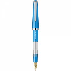 Stilou Flaro Pionier Blue Cyan - Chrome Trim - Steel Nib GP Degussa