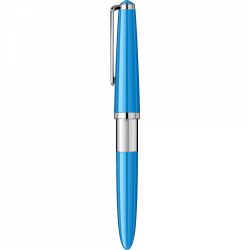 Stilou Flaro Pionier Blue Cyan - Chrome Trim - Steel Nib GP Degussa