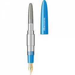 Stilou Flaro Pionier Blue Cyan - Chrome Trim - Steel Nib GP Degussa