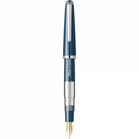 Stilou Flaro Pionier Blue Navy - Chrome Trim - Steel Nib GP Degussa