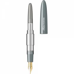 Stilou Flaro Pionier Gray - Chrome Trim - Steel Nib GP Degussa