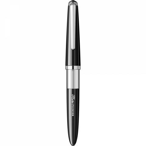 Stilou Flaro Pionier Black - Chrome Trim - Steel Nib GP Iridium