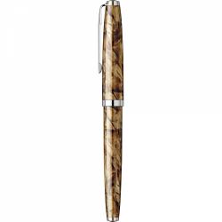 Stilou Flaro 61 C Marble Brown - Chrome Trim - Steel Nib GP Bock Ursus