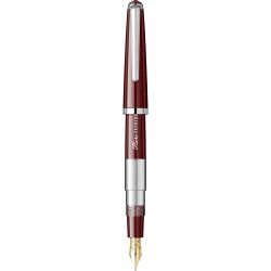 Stilou Flaro Pionier Burgundy - Chrome Trim - Steel Nib GP Flaro RPR Iridiu 31 F