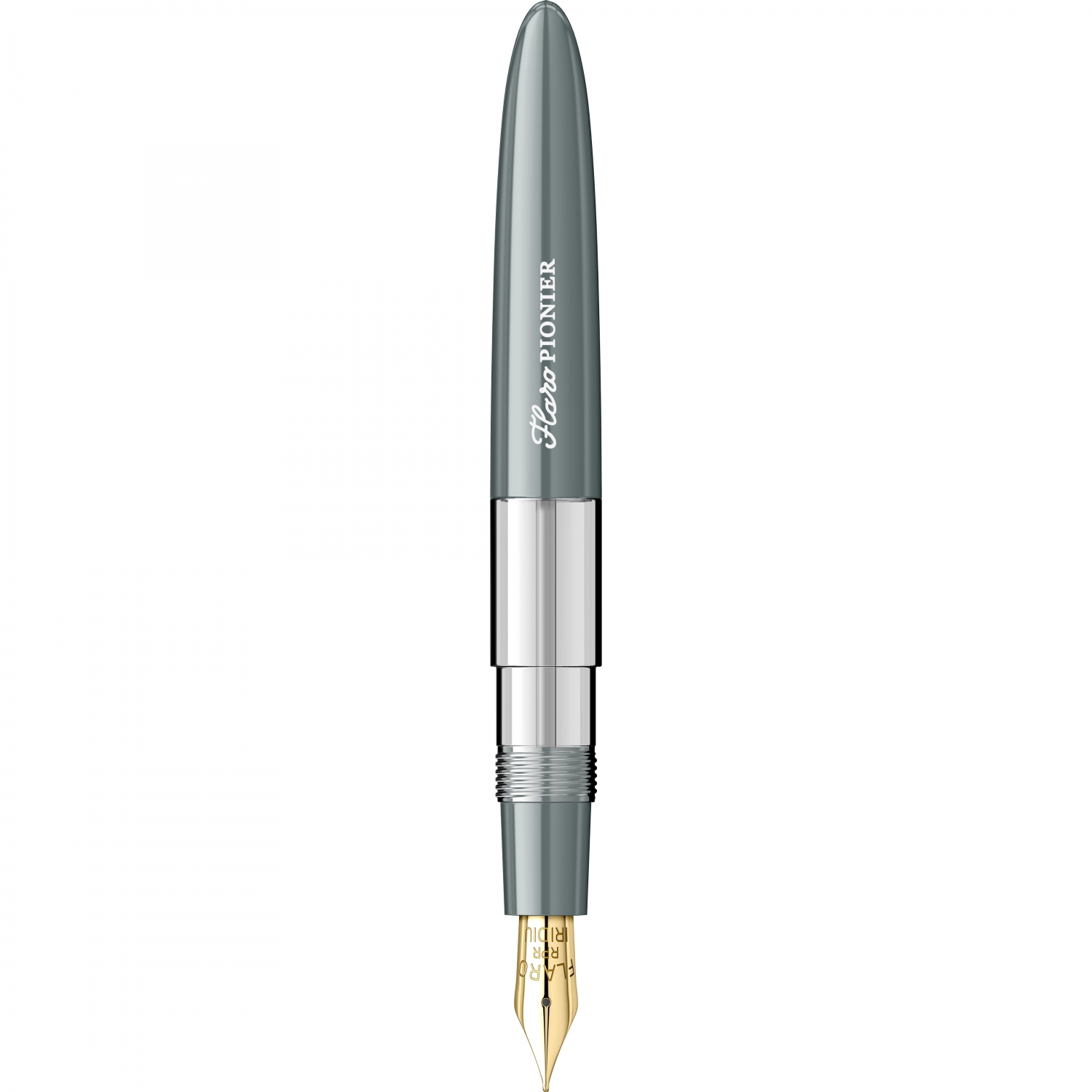 Imagine Produs Stilou Flaro Pionier Gray - Chrome Trim - Steel Nib GP Flaro RPR Iridiu 31 F