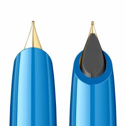 Stilou Flaro Minor Blue Cyan - Chrome Trim - Steel Nib GP Flaro 41 F