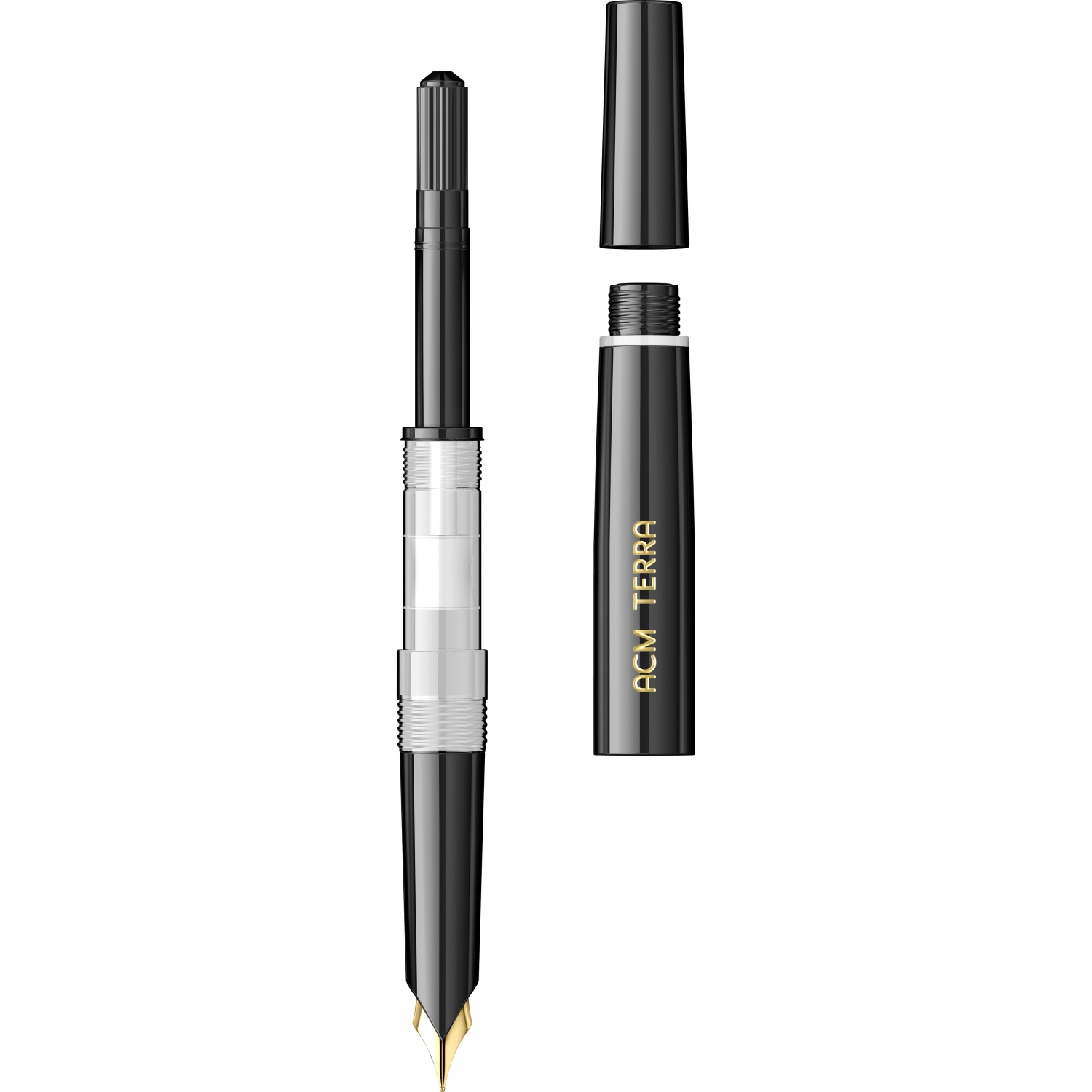 Imagine Produs Stilou ACM Terra Black - Gold Trim - Steel Nib GP Iridium