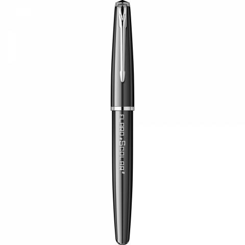 Stilou Flaro Scolar Black - Chrome Trim - Steel Nib GP Bock Ursus