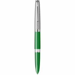 Stilou Flaro Sirius Green - Satin Chrome Cap - Chrome Trim - Steel Nib GP Flaro 62 F