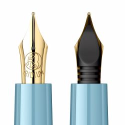 Stilou Flaro Scolar Blue Cyan - Chrome Trim - Steel Nib GP Bock Ursus