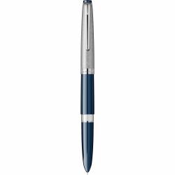 Stilou Flaro Sirius Blue Navy - Satin Chrome Cap - Chrome Trim - Steel Nib Flaro 62 F