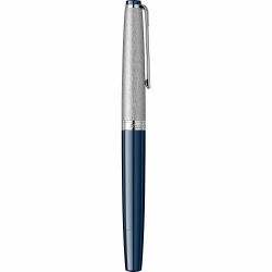Stilou Flaro Sirius Blue Navy - Satin Chrome Cap - Chrome Trim - Steel Nib Flaro 62 F