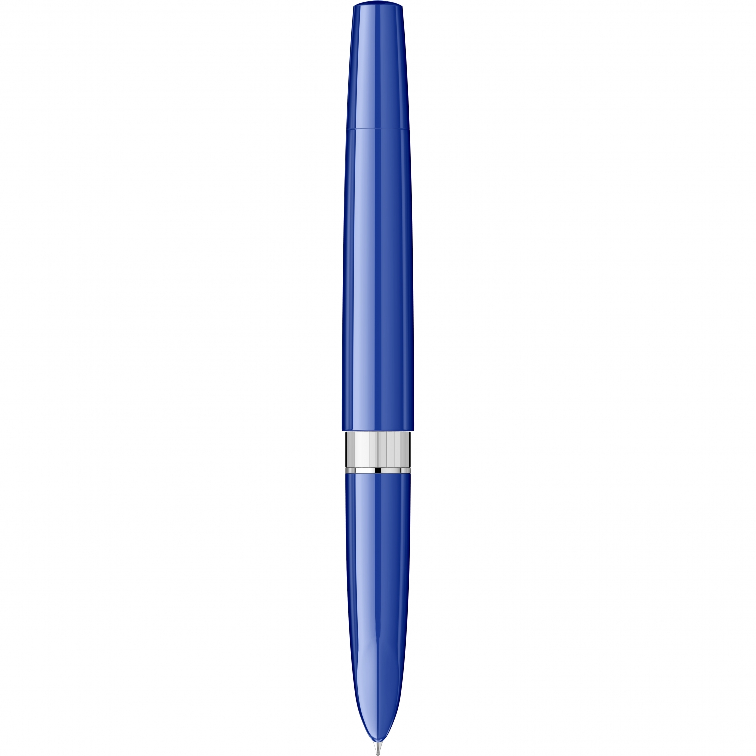 Imagine Produs Stilou Flaro Sirius Blue - Satin Chrome Cap - Chrome Trim - Steel Nib Flaro 62 F