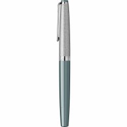 Stilou Flaro Sirius Gray - Satin Chrome Cap - Chrome Trim - Steel Nib Flaro 62 F