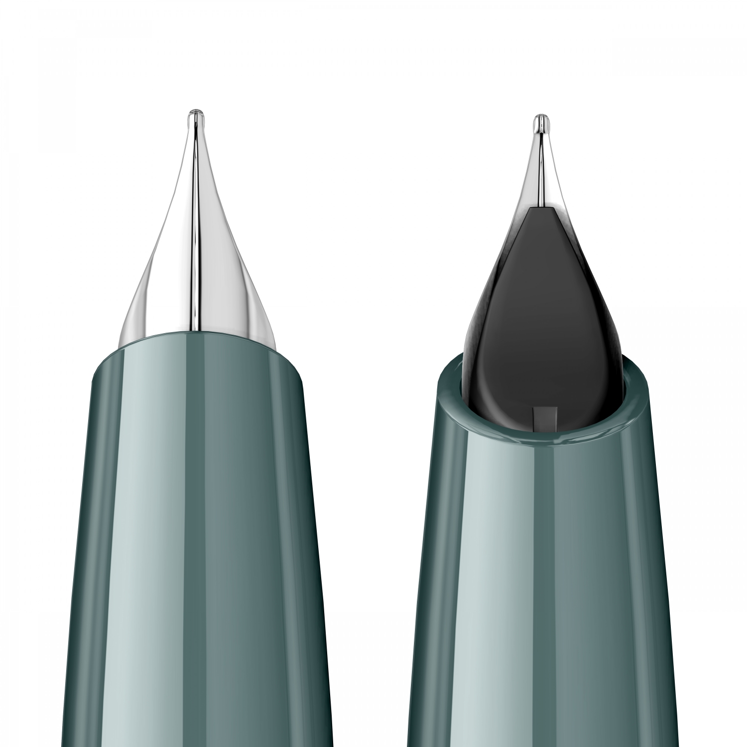 Imagine Produs Stilou Flaro Vega SM Gray - Satin Chrome Cap - Chrome Trim - Steel Nib Flaro 52 FK